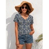 image:imageATHMILE Womens V Neck Short Sleeve Summer T Shirts Curved Hem Plain Top  Lightweight Breathable Casual Spring Summer TeeBlue Flowers