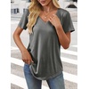 image:imageATHMILE Womens V Neck Short Sleeve Summer T Shirts Curved Hem Plain Top  Lightweight Breathable Casual Spring Summer TeeDark Gray
