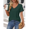 image:imageATHMILE Womens V Neck Short Sleeve Summer T Shirts Curved Hem Plain Top  Lightweight Breathable Casual Spring Summer TeeDeepgreen