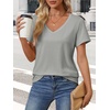 image:imageATHMILE Womens V Neck Short Sleeve Summer T Shirts Curved Hem Plain Top  Lightweight Breathable Casual Spring Summer TeeGrey