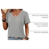 image:imageATHMILE Womens V Neck Short Sleeve Summer T Shirts Curved Hem Plain Top  Lightweight Breathable Casual Spring Summer TeeGrey