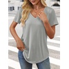 image:imageATHMILE Womens V Neck Short Sleeve Summer T Shirts Curved Hem Plain Top  Lightweight Breathable Casual Spring Summer TeeGrey