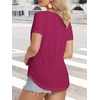 image:imageATHMILE Womens V Neck Short Sleeve Summer T Shirts Curved Hem Plain Top  Lightweight Breathable Casual Spring Summer TeeHot Pink