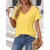 image:imageATHMILE Womens V Neck Short Sleeve Summer T Shirts Curved Hem Plain Top  Lightweight Breathable Casual Spring Summer TeeLemon