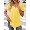 image:imageATHMILE Womens V Neck Short Sleeve Summer T Shirts Curved Hem Plain Top  Lightweight Breathable Casual Spring Summer TeeLemon