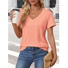 image:imageATHMILE Womens V Neck Short Sleeve Summer T Shirts Curved Hem Plain Top  Lightweight Breathable Casual Spring Summer TeeLightpink