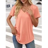 image:imageATHMILE Womens V Neck Short Sleeve Summer T Shirts Curved Hem Plain Top  Lightweight Breathable Casual Spring Summer TeeLightpink