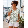 image:imageATHMILE Womens V Neck Short Sleeve Summer T Shirts Curved Hem Plain Top  Lightweight Breathable Casual Spring Summer TeeMultileaf