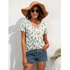 image:imageATHMILE Womens V Neck Short Sleeve Summer T Shirts Curved Hem Plain Top  Lightweight Breathable Casual Spring Summer TeeMultileaf
