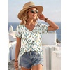 image:imageATHMILE Womens V Neck Short Sleeve Summer T Shirts Curved Hem Plain Top  Lightweight Breathable Casual Spring Summer TeeMultileaf