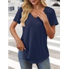 image:imageATHMILE Womens V Neck Short Sleeve Summer T Shirts Curved Hem Plain Top  Lightweight Breathable Casual Spring Summer TeeNavy