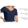 image:imageATHMILE Womens V Neck Short Sleeve Summer T Shirts Curved Hem Plain Top  Lightweight Breathable Casual Spring Summer TeeNavy