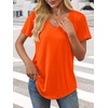 image:imageATHMILE Womens V Neck Short Sleeve Summer T Shirts Curved Hem Plain Top  Lightweight Breathable Casual Spring Summer TeeOrange