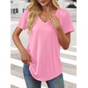 image:imageATHMILE Womens V Neck Short Sleeve Summer T Shirts Curved Hem Plain Top  Lightweight Breathable Casual Spring Summer TeePink