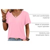 image:imageATHMILE Womens V Neck Short Sleeve Summer T Shirts Curved Hem Plain Top  Lightweight Breathable Casual Spring Summer TeePink