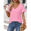 image:imageATHMILE Womens V Neck Short Sleeve Summer T Shirts Curved Hem Plain Top  Lightweight Breathable Casual Spring Summer TeePink