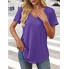image:imageATHMILE Womens V Neck Short Sleeve Summer T Shirts Curved Hem Plain Top  Lightweight Breathable Casual Spring Summer TeePurple