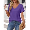 image:imageATHMILE Womens V Neck Short Sleeve Summer T Shirts Curved Hem Plain Top  Lightweight Breathable Casual Spring Summer TeePurple