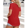 image:imageATHMILE Womens V Neck Short Sleeve Summer T Shirts Curved Hem Plain Top  Lightweight Breathable Casual Spring Summer TeeRed
