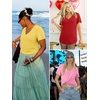 image:imageATHMILE Womens V Neck Short Sleeve Summer T Shirts Curved Hem Plain Top  Lightweight Breathable Casual Spring Summer TeeRed