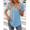 image:imageATHMILE Womens V Neck Short Sleeve Summer T Shirts Curved Hem Plain Top  Lightweight Breathable Casual Spring Summer TeeSky Blue