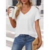 image:imageATHMILE Womens V Neck Short Sleeve Summer T Shirts Curved Hem Plain Top  Lightweight Breathable Casual Spring Summer TeeWhite