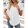 image:imageATHMILE Womens V Neck Short Sleeve Summer T Shirts Curved Hem Plain Top  Lightweight Breathable Casual Spring Summer TeeWhite