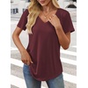 image:imageATHMILE Womens V Neck Short Sleeve Summer T Shirts Curved Hem Plain Top  Lightweight Breathable Casual Spring Summer TeeWinered