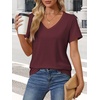 image:imageATHMILE Womens V Neck Short Sleeve Summer T Shirts Curved Hem Plain Top  Lightweight Breathable Casual Spring Summer TeeWinered
