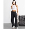 image:imageATHMILE Womens Wide Leg Sweatpants High Waisted Baggy Interior Drawstring Joggers Straight Leg Sweat Pants with PocketsBlack
