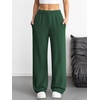 image:imageATHMILE Womens Wide Leg Sweatpants High Waisted Baggy Interior Drawstring Joggers Straight Leg Sweat Pants with PocketsDark Green