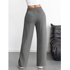 image:imageATHMILE Womens Wide Leg Sweatpants High Waisted Baggy Interior Drawstring Joggers Straight Leg Sweat Pants with PocketsDark Grey