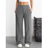 image:imageATHMILE Womens Wide Leg Sweatpants High Waisted Baggy Interior Drawstring Joggers Straight Leg Sweat Pants with PocketsDark Grey