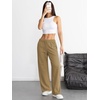image:imageATHMILE Womens Wide Leg Sweatpants High Waisted Baggy Interior Drawstring Joggers Straight Leg Sweat Pants with PocketsDark Khaki