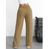 image:imageATHMILE Womens Wide Leg Sweatpants High Waisted Baggy Interior Drawstring Joggers Straight Leg Sweat Pants with PocketsDark Khaki