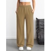 image:imageATHMILE Womens Wide Leg Sweatpants High Waisted Baggy Interior Drawstring Joggers Straight Leg Sweat Pants with PocketsDark Khaki