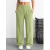 image:imageATHMILE Womens Wide Leg Sweatpants High Waisted Baggy Interior Drawstring Joggers Straight Leg Sweat Pants with PocketsLight Green