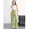 image:imageATHMILE Womens Wide Leg Sweatpants High Waisted Baggy Interior Drawstring Joggers Straight Leg Sweat Pants with PocketsLight Green