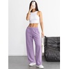 image:imageATHMILE Womens Wide Leg Sweatpants High Waisted Baggy Interior Drawstring Joggers Straight Leg Sweat Pants with PocketsLight Purple