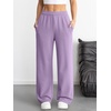 image:imageATHMILE Womens Wide Leg Sweatpants High Waisted Baggy Interior Drawstring Joggers Straight Leg Sweat Pants with PocketsLight Purple