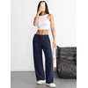 image:imageATHMILE Womens Wide Leg Sweatpants High Waisted Baggy Interior Drawstring Joggers Straight Leg Sweat Pants with PocketsNavy Blue