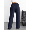 image:imageATHMILE Womens Wide Leg Sweatpants High Waisted Baggy Interior Drawstring Joggers Straight Leg Sweat Pants with PocketsNavy Blue