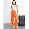 image:imageATHMILE Womens Wide Leg Sweatpants High Waisted Baggy Interior Drawstring Joggers Straight Leg Sweat Pants with PocketsOrange