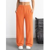 image:imageATHMILE Womens Wide Leg Sweatpants High Waisted Baggy Interior Drawstring Joggers Straight Leg Sweat Pants with PocketsOrange