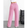 image:imageATHMILE Womens Wide Leg Sweatpants High Waisted Baggy Interior Drawstring Joggers Straight Leg Sweat Pants with PocketsPink