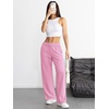 image:imageATHMILE Womens Wide Leg Sweatpants High Waisted Baggy Interior Drawstring Joggers Straight Leg Sweat Pants with PocketsPink