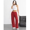 image:imageATHMILE Womens Wide Leg Sweatpants High Waisted Baggy Interior Drawstring Joggers Straight Leg Sweat Pants with PocketsRed