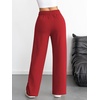 image:imageATHMILE Womens Wide Leg Sweatpants High Waisted Baggy Interior Drawstring Joggers Straight Leg Sweat Pants with PocketsRed