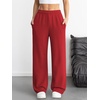 image:imageATHMILE Womens Wide Leg Sweatpants High Waisted Baggy Interior Drawstring Joggers Straight Leg Sweat Pants with PocketsRed