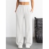 image:imageATHMILE Womens Wide Leg Sweatpants High Waisted Baggy Interior Drawstring Joggers Straight Leg Sweat Pants with PocketsWhite
